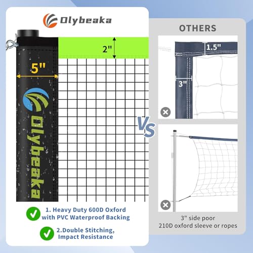 Black Portable Volleyball & Badminton Combo Net Set with 20ft & 32ft Nets