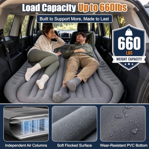 AYAMAYA SUV Air Mattress with Rechargeable Cordless Pump for Car Camping