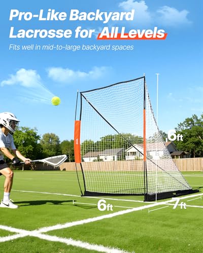 VEVOR 6' x 6' Fiberglass Lacrosse Goal with Portable Net & Training Accessories