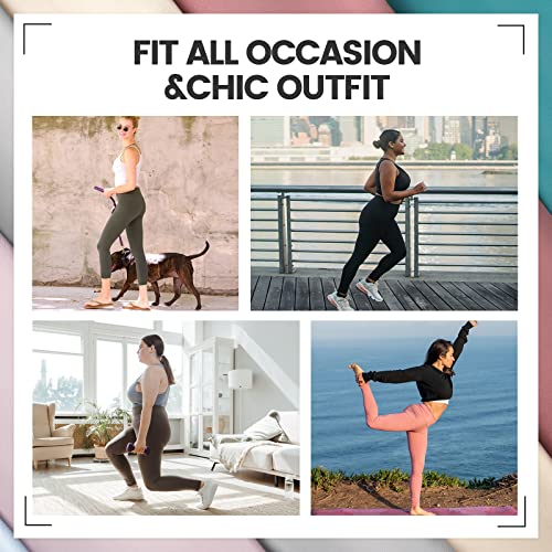 7 Pack High Waisted Yoga Leggings with Pockets for Women - Black, Full Length & Capri, Large-X-Large Variation