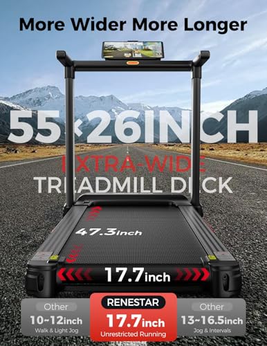 Renestar Folding Treadmill with Auto Incline 25% - Home Gym Cardio Equipment