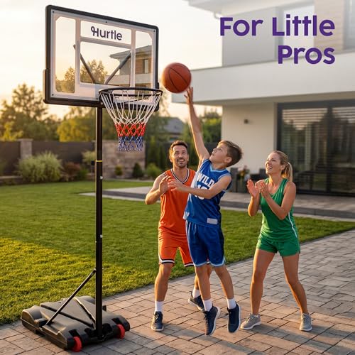 Kids Basketball Hoop Adjustable Portable with Backboard Wheels - Clear / 7 FT