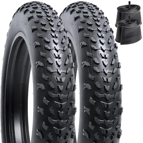 YunSCM 2-Pair 20x4.0 Fat Tire Mountain Bike Tires & Tubes, Compatible with Electric & Fat Bikes