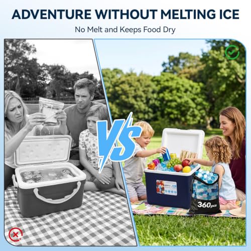 Reusable Ice Cubes with Portable Cooler for Camping, Picnic & Outdoor