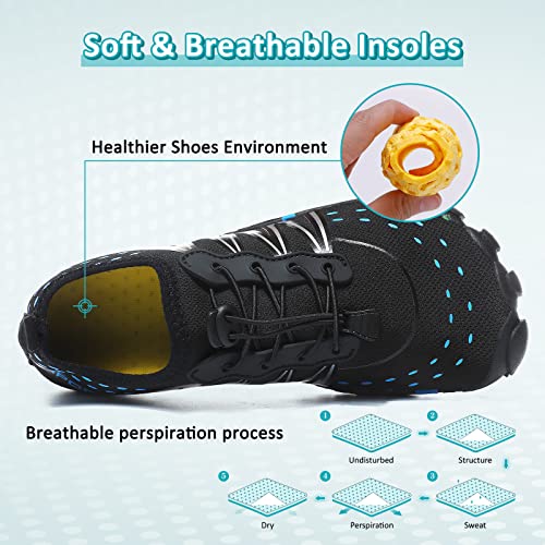 Water Shoes for Men Women Beach Barefoot Swim Pool Aqua Socks 8.5 Women/7.5 Men - Black