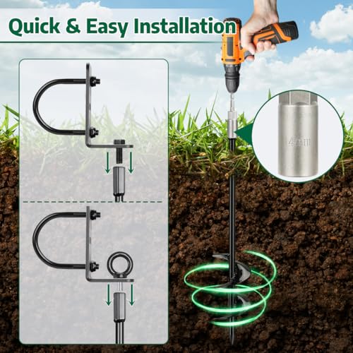 30 Inch Ground Anchors Screw-in Set of 4 Heavy Duty Outdoor Stakes & Brackets