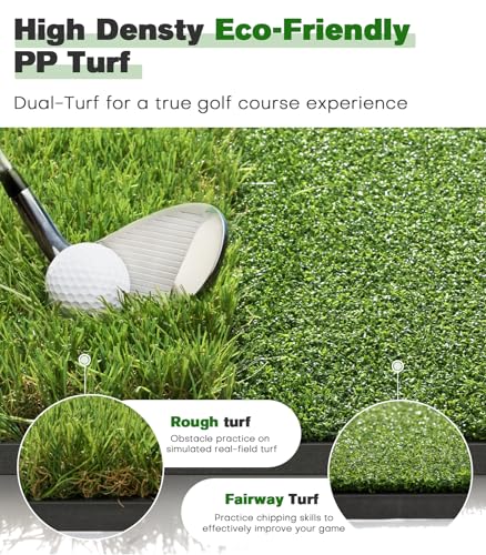 Ywitio 5' x 4' Premium Dual-Turf Golf Hitting Mat with Thickened Base, Indoor & Outdoor Practice