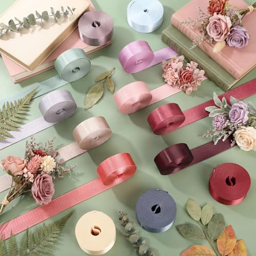 Nylon Webbing Straps 1 Inch Wide 3.3 Yards per Roll - 24 Colors for DIY Crafts & Bags - Retro Colors Variation