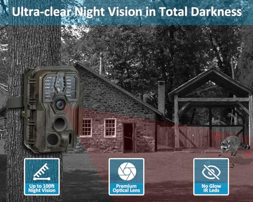 Trail Camera 64MP HD Video with Sound Waterproof Wildlife Monitoring
