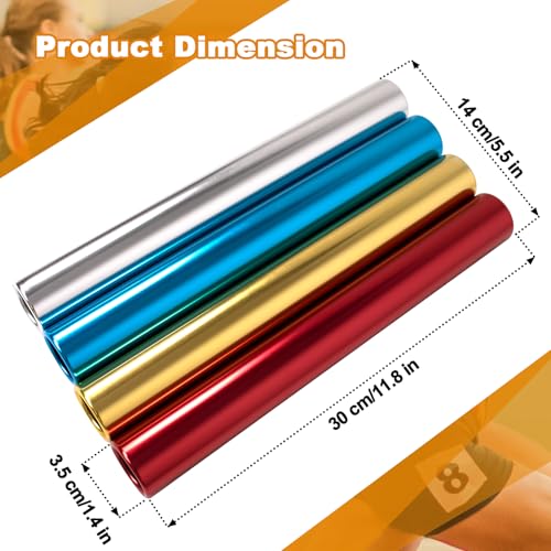 4Pcs Aluminum Relay Batons Set - Lightweight Track & Field Batons in Red Blue Gold Silver (Variation: 4 Colors Assorted)