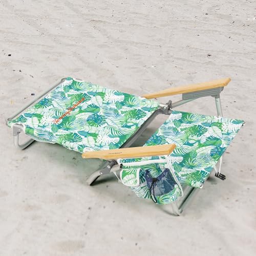 Tommy Bahama Tropical Leaves 5-Position Lay Flat Beach Chairs 2-Pack