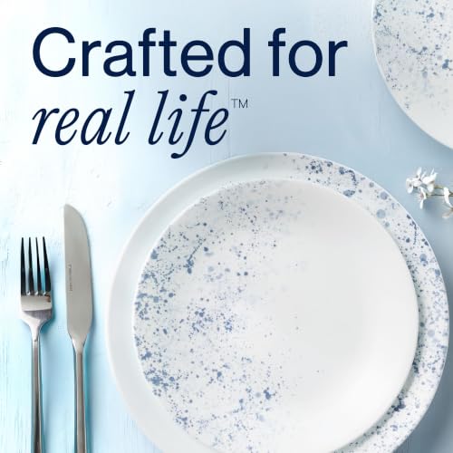 Corelle Vitrelle 18-Piece Dinnerware Set for 6 Indigo Speckle - Chip Resistant Lightweight Plates & Bowls