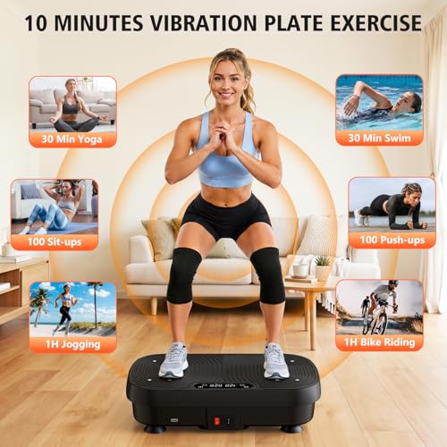 Matte Black Vibration Plate for Lymphatic Drainage & Full-Body Workout - 130 Levels Bluetooth