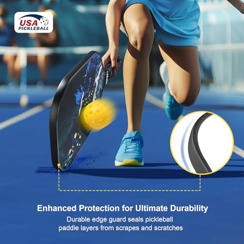 Blue Pickleball Paddles Set of 4 - USAPA Approved Carbon Fiber Surface for Beginners