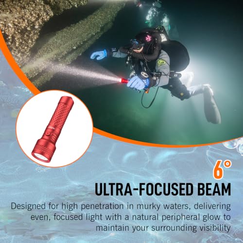 ORCATORCH ORCA7 3000 Lumens Dive Light - Red Compact Underwater Torch