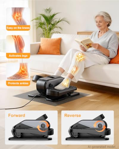 Under Desk Elliptical Mini Exercise Bike for Seniors - Black
