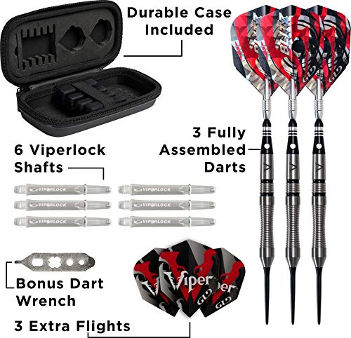 Viper Blitz 22g Tungsten Steel Tip Darts Set with Case - Slim, Heavy, 95% Tungsten