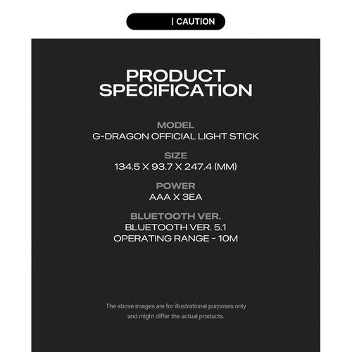 KPOP HEAVEN G-Dragon GD Official Lightstick + 1 Official Photocard & 1 Dust Bag & 3 Extra Photocards Set