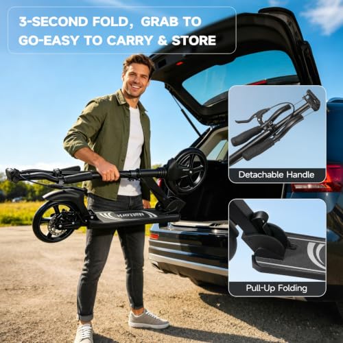 Nattork Black Adult & Teen Kick Scooter 240lbs Capacity with Dual Brakes & Adjustable Handlebar