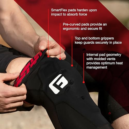 G-Form X4 Adult Large Knee Guards Black - Impact-Absorbing, Breathable MTB Protection
