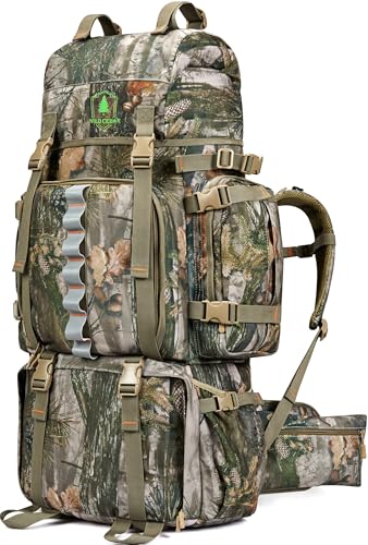 Wild Cedar 80L Waterproof Camo Hunting Backpack with Rain Cover, Men’s 60/80L