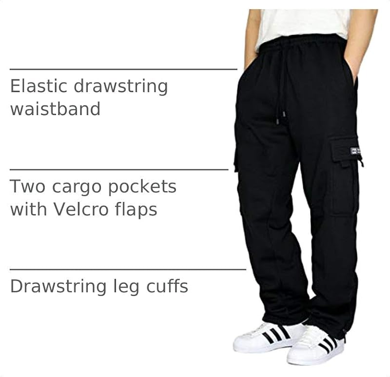 Men's Heavyweight Fleece Cargo Sweatpants - X-Large Black