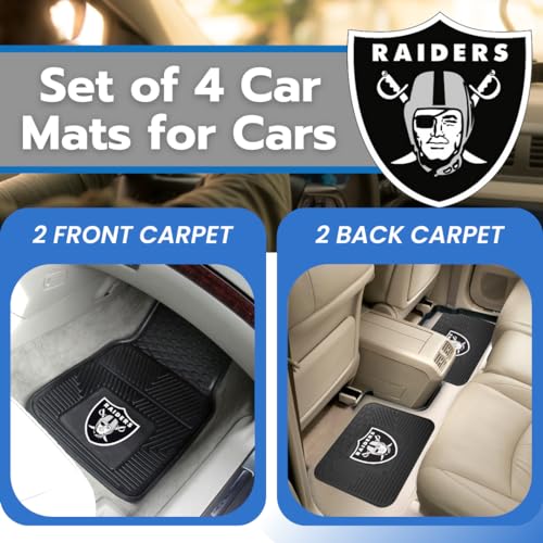 Vegas Raiders Car Floor Mats Set of 4 - All Weather Vinyl NFL Vehicle Mats