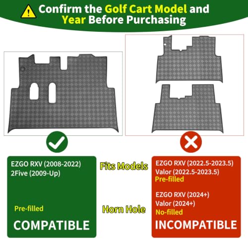 Cartalia Black Trim Golf Cart Floor Mat for EZGO RXV (2008-2022) & 2Five (2009+)