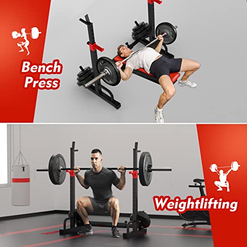 Adjustable Squat Rack with Pull-Up Bar & Dip Station, 550 lbs Capacity Home Gym