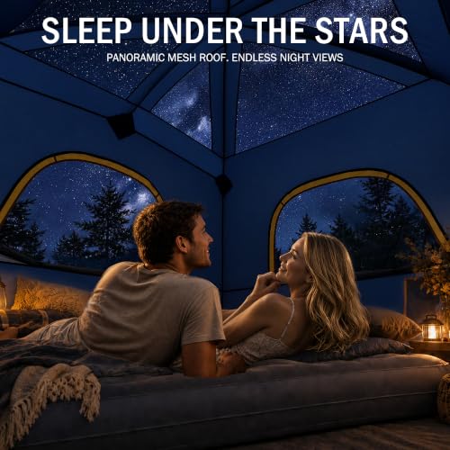 6 Person Family Camping Tent with Rainfly, Quick Setup Waterproof Cabin Tent