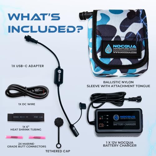 12V Lithium Marine Battery Kit - 10Ah Portable Power for Kayaks & Outdoor Electronics - Nocqua