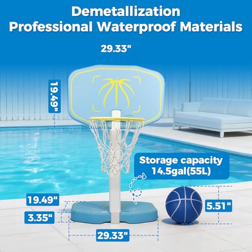 MagnaTree 2-in-1 Pool Volleyball and Basketball Game Set with Adjustable Net