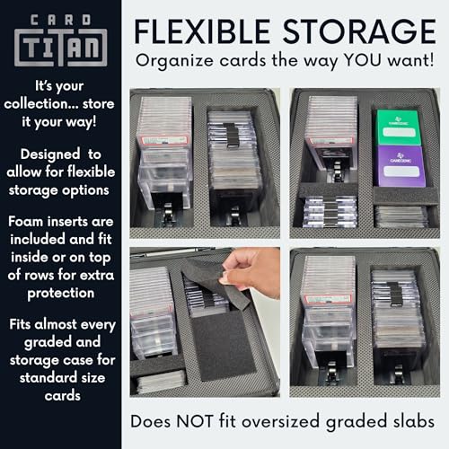 Lockable 3-Row Trading Card Storage Box for Graded & Toploader Cards - Black