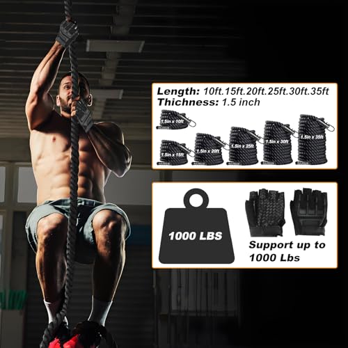 DAJOUJS 25ft Climbing Rope - 1.5 Inch Heavy Duty Gym Workout Rope for Indoor & Outdoor Fitness
