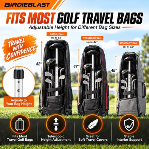 Golf Travel Support Pole - Aluminum Club Protector for Bags (Black)