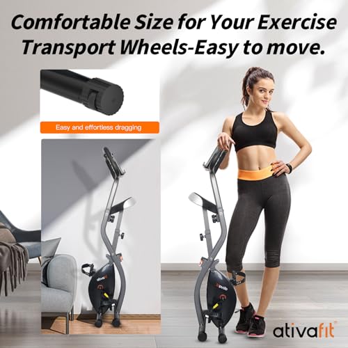 ATIVAFIT 5-in-1 Foldable Exercise Bike Grey with Magnetic Resistance & Adjustable Seat