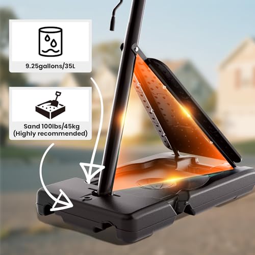BACKYARD BLITZ Portable Adjustable Basketball Hoop with 40-Inch Backboard - Black, 5.5-10FT Height Range
