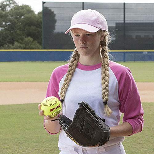 Syntex Leather Poly Core Softballs - Pack of 12, 12 Inch Yellow NFHS Approved