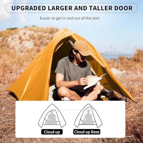 Naturehike Cloud-Up 1 Person Tent - Bright Orange Lightweight Waterproof Backpacking Tent