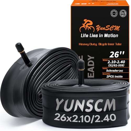 Heavy Duty Bike Inner Tubes 26x2.10-2.40 with Schrader Valve - Pack of 2