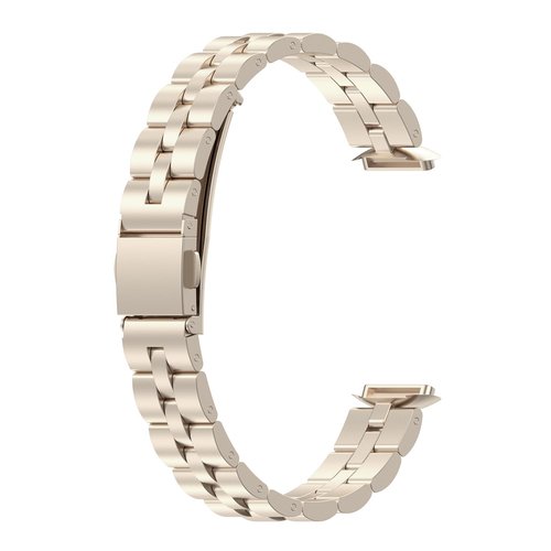 FitTurn Bands Compatible with Fitbit Luxe Metal Stainless Steel Watch Band Replacement Classic Durable Solid Link Accessory Buckle Metal Strap Wrist Band for Luxe Fitness Wellness Tracker-Champagne gold