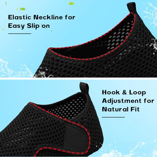 Water Shoes for Women Men Beach Swim Aqua Socks Summer Quick-Dry Sandals Black 8.5-9.5 Women / 7-7.5 Men