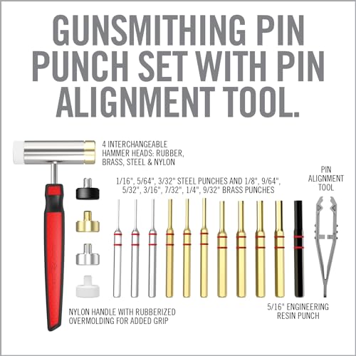 Gun Smith Brass Pin Punch Set & Adjustable Hammer with Magnetic Bench Block