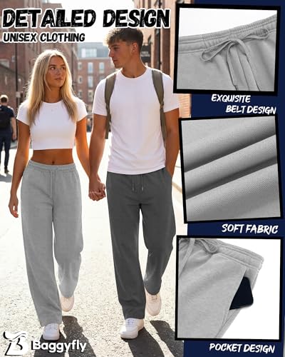 Men's Wide Leg Sweatpants with Open Bottom - Baggyfly 4 Pack