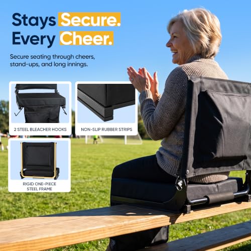 BRAWNTIDE Black Compact Premium Stadium Seat 2-Pack - Long Bleacher Comfort