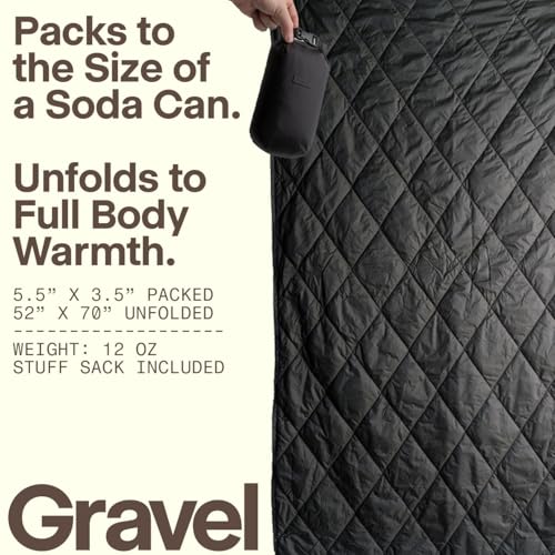 Packable Puffy Camping Blanket UltraPack Black – Waterproof Lightweight Outdoor Blanket