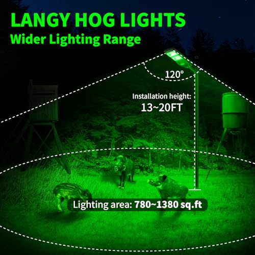 Solar Green Hunting Lights Set - 2 Pack 16000LM Night Hog & Deer Lights with Remote & Bracket