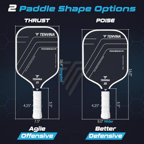 Elongated Pickleball Paddle - White Black 16mm Thickness - USAPA Approved