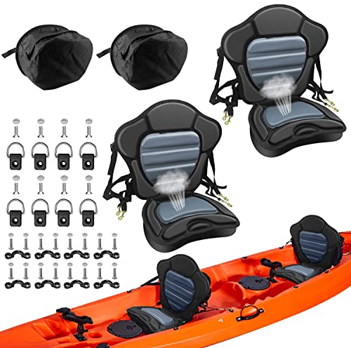 2 Pack Thickened Kayak Seat Cushions with Padded Backrest and Adjustable Straps
