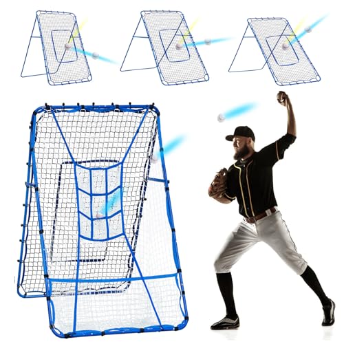 6FT x 4FT Baseball & Softball Rebounder Net with 3 Modes - Practice Equipment